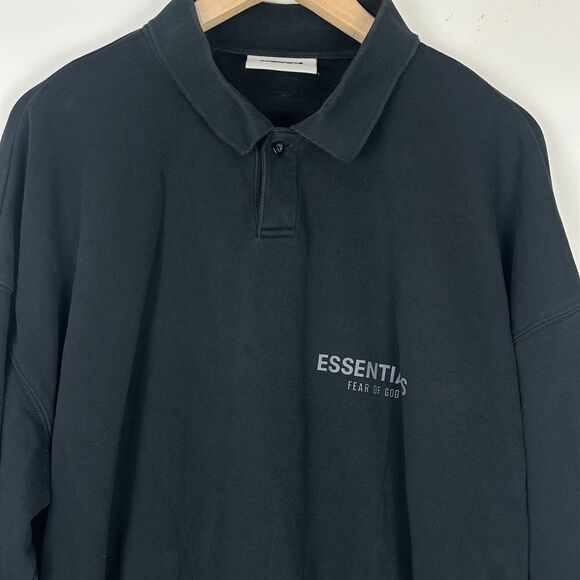 Fear Of God Essentials Polo Long Sleeve Mens Size Small  Oversized Boxy Fit - Picture 2 of 11